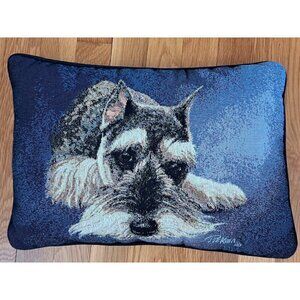 Vintage Linda Picken Schnauzer Dog Tapestry Art Pillow Collectible